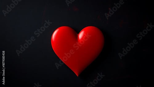 A striking red heart shape illuminated against a dark textured background, evoking deep emotional resonance.
