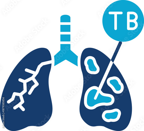 Tuberculosis bacteria affecting human lungs illustration