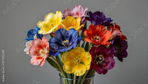 Colorful Blooms: A vibrant bouquet of tulips in full bloom against a soft backdrop, celebrating the freshness of spring