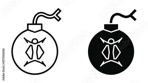 Bomb icon set with different colors