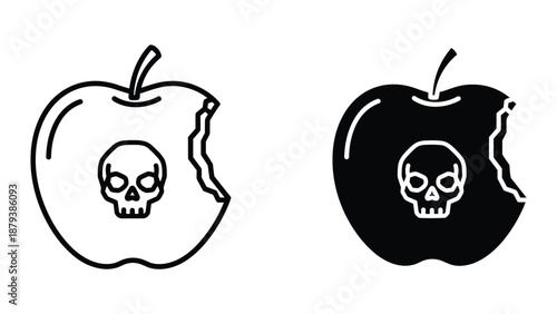 Poisonous apple symbol with skull inside