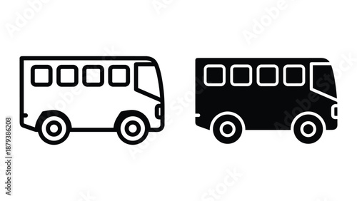 Simple black and white bus icon
