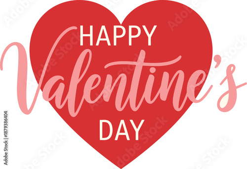 Red Heart Shape With Happy Valentines Day Text In Pink And White love romance