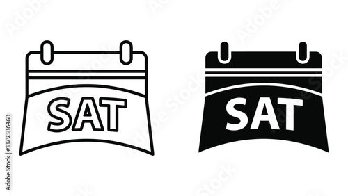 Calendar icon showing saturday in white and black