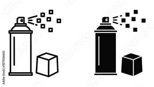 Spray paint can illustration with cube