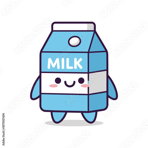Cartoon milk character with happy expression