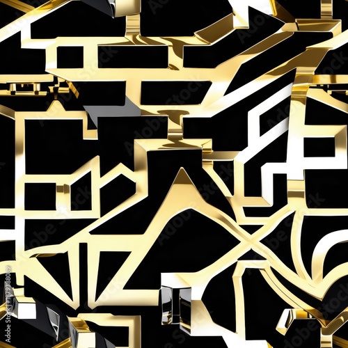 Abstract Gold and Black Geometric Pattern, Modern Luxury Design Background
