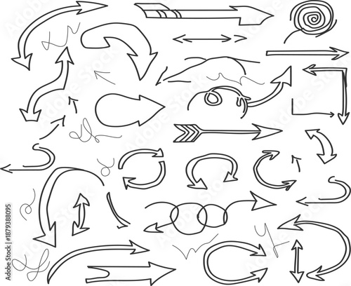 Collection of hand drawn arrows pointing in various directions