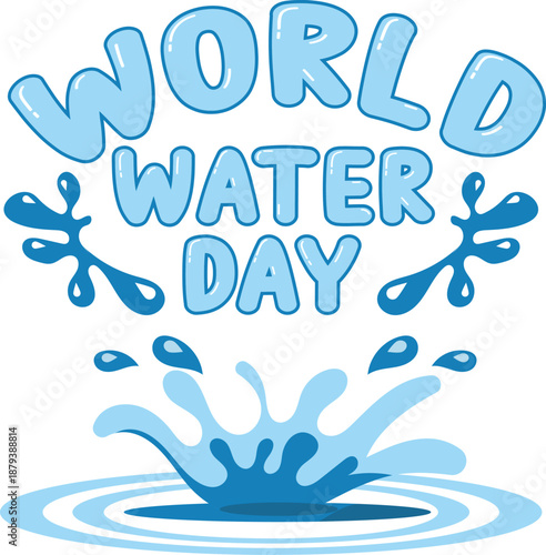 World Water Day awareness campaign logo with blue water splashes and ripples