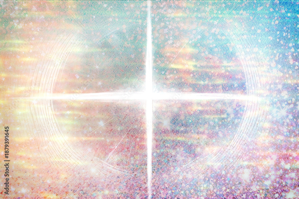 Naklejka premium ゲーム背景 キラキラ十字架風の光の背景効果エフェクト風素材