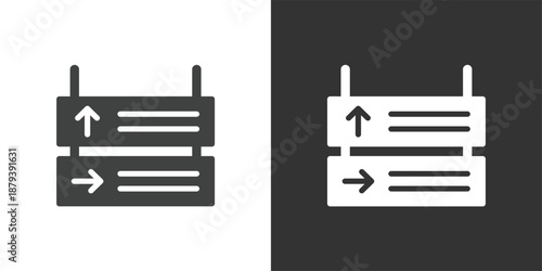 Airport Directional Signage icon. Solid glyph series icon