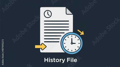 Document with Clock Icon Representing History File.