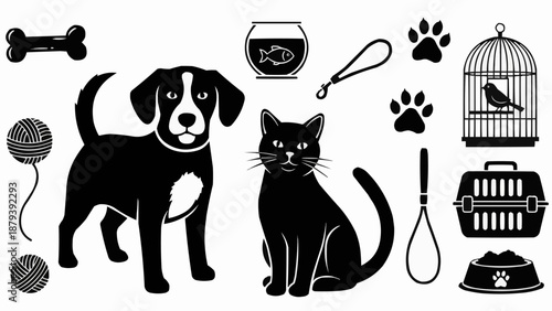 Dog and Cat Companionship with Pet Accessories Collection.