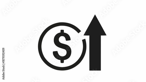 Dollar coin icon with upward arrow indicating financial growth.