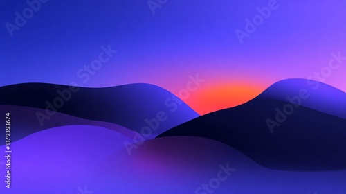 Minimal abstract emotion landscape, smooth curves and gradients, copy space, modern stock background