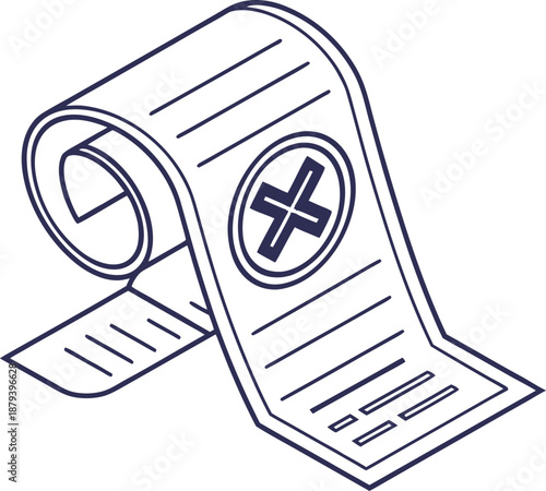 Voting slip and emblem: Isolated image of a stylized voting slip, featuring a prominent emblem symbolizing choice and civic participation. A call to vote and the power of democracy.