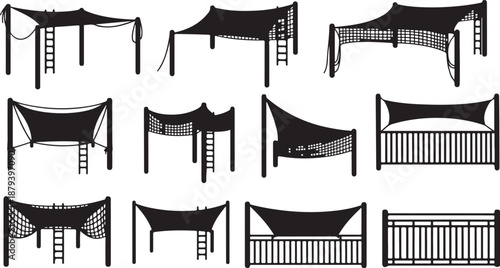Various Black Canopy Bed Designs with Nets and Railings