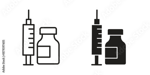 Vaccination icons in black glyph and liner versions for design.