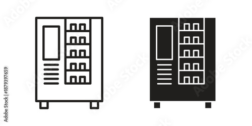 Vending machine icons in black glyph and liner versions for design.