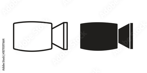 Video call icons in black glyph and liner versions for design.