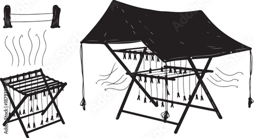 Collapsible portable outdoor camping BBQ grill with canopy shade