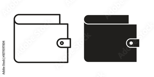 Wallet icons in black glyph and liner versions for design.