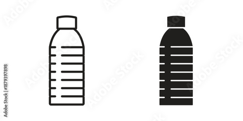 Water bottle icons in black glyph and liner versions for design.