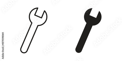 Wrench icons in black glyph and liner versions for design.