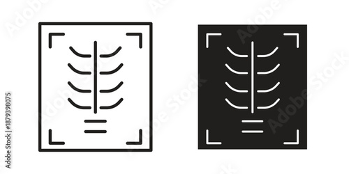 X ray icons in black glyph and liner versions for design.
