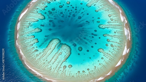 Aerial view of abstract blue liquid splash on surface illustration