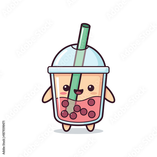 Adorable Cartoon Bubble Tea Character Illustration