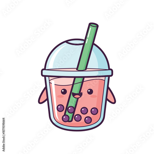 Cute Cartoon Bubble Tea Illustration