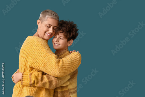 Teenage boy and his mother ...