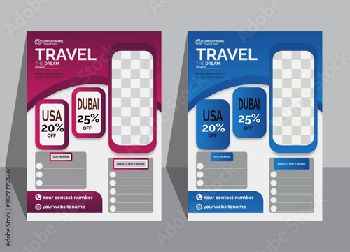 Travel agency flayer vector with special offer for tour and vacation promotion