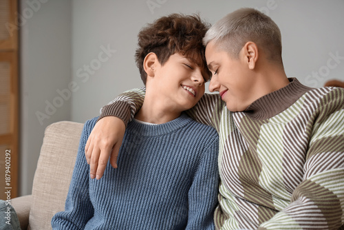 Mother and her teenage son ...