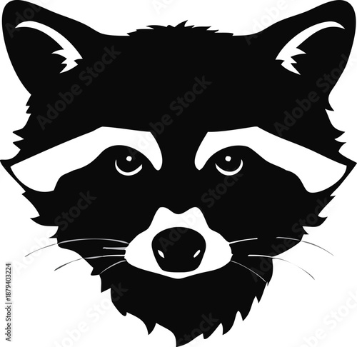 Raccoon Head Wearing A Bandit Mask Silhouette