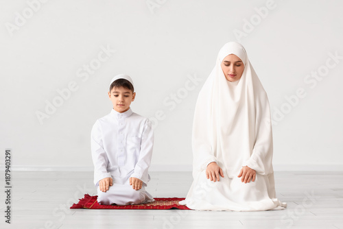 Muslim mother with her son ...