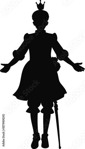Silhouette Of A Boy On Stilts In A Parade Costume