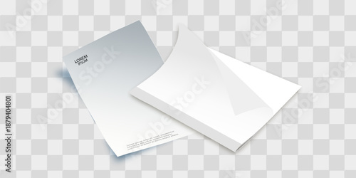 Blank sheet of paper with page curl and shadow, design element for advertising and promotional message isolated on white background. EPS 10 vector illustration.