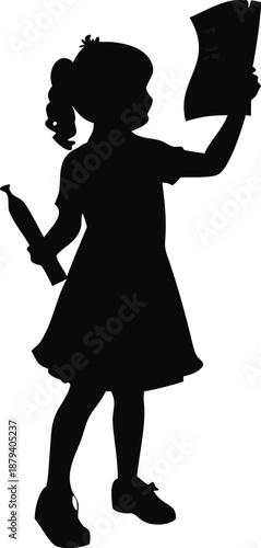 Girl Holding A Scroll Of The Constitution Silhouette