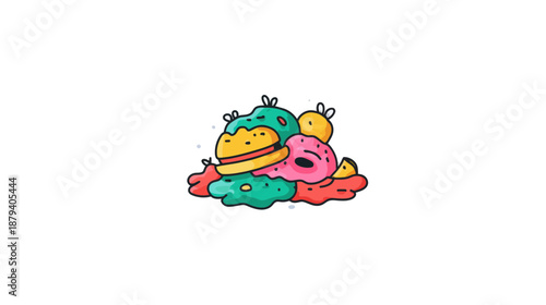 Abstract illustration of colorful spoiled food