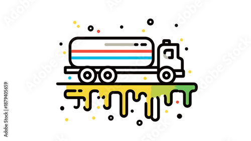 Chemical Tanker Truck With Hazardous Spill