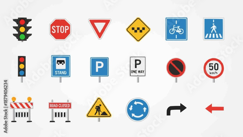 Collection of Road Traffic Signs and Signals.