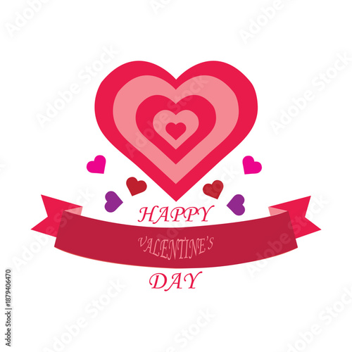 Happy Valentine's Day Heart Concept Vector on Clean White Background