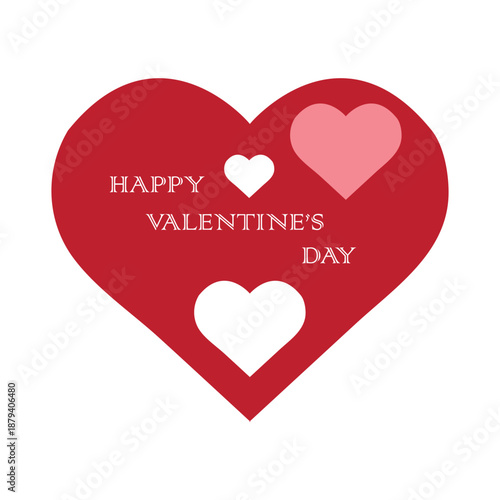 Happy Valentine's Day Heart Concept Vector on Clean White Background