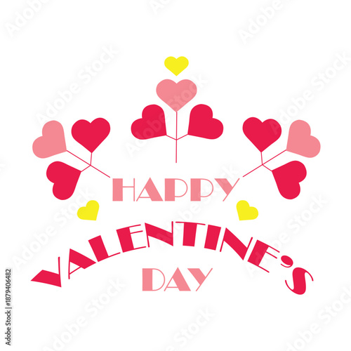 Happy Valentine's Day Heart Concept Vector on Clean White Background