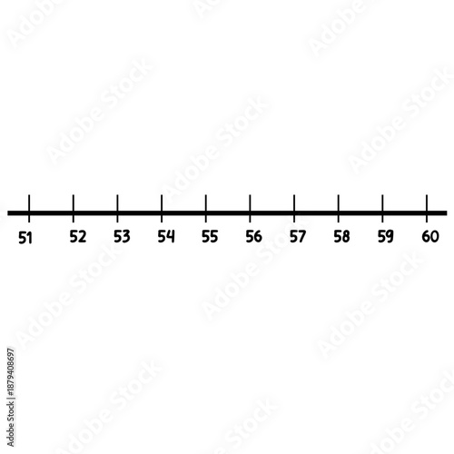 Number line 51 to 60 suitable for intermediate counting, homework sheets, and kid-friendly arithmetic learning projects.