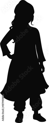 Girl Wearing A Shalwar Kameez And Dupatta Silhouette