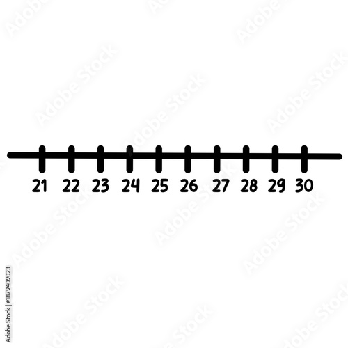 Number line 21 to 30 great for counting practice, classroom posters, and kid-friendly basic arithmetic illustrations.