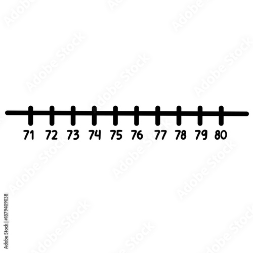 Number line 71 to 80 ideal for advanced counting, homework sheets, and playful children’s arithmetic learning projects.